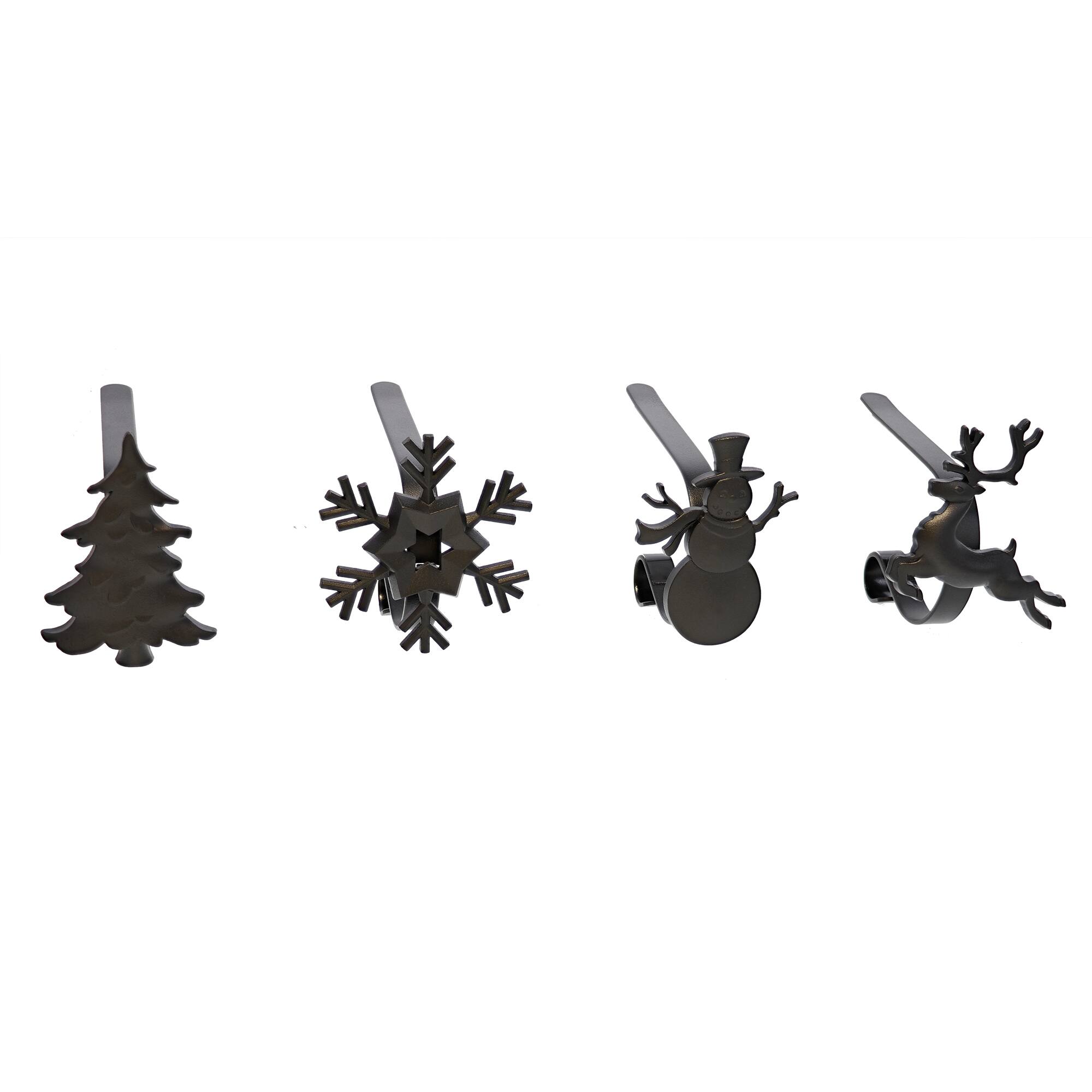 Original MantleClip® Matte Black Assorted Holiday Icons Stocking Holders, 4ct.